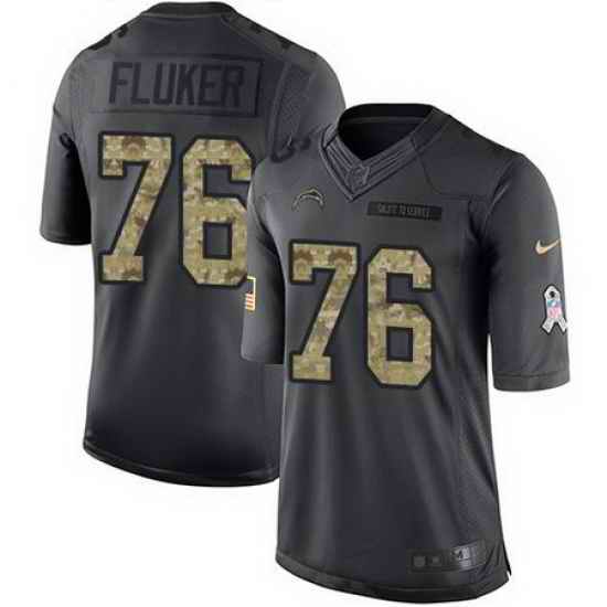 Nike Chargers #76 D J  Fluker Black Mens Stitched NFL Limited 2016 Salute to Service Jersey